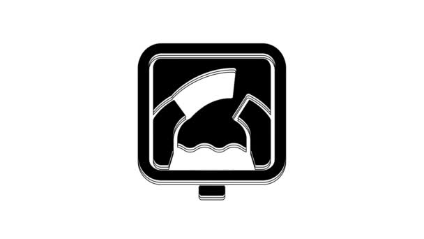 Черный Drawbridge Впереди Значок Изолирован Белом Фоне Информационный Дорожный Знак — стоковое видео