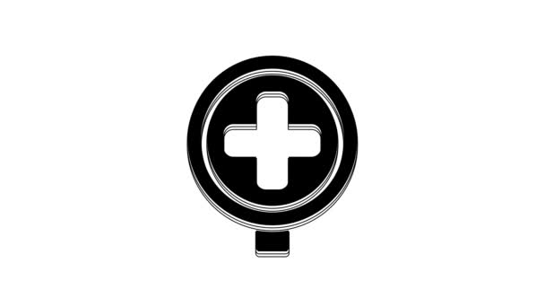 Black Hospital Road Traffic Icon Isolated White Background Traffic Rules — Stock Video