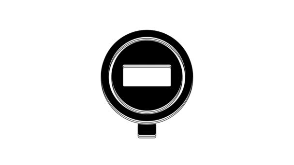 白の背景に黒の停止記号のアイコン 交通規制警報停止記号 4Kビデオモーショングラフィックアニメーション — ストック動画