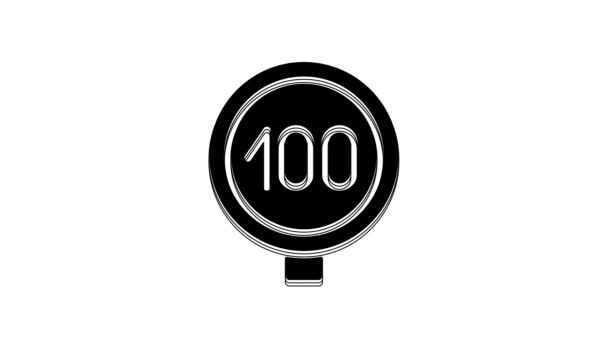 Black Speed Limitar Señal Tráfico 100 Icono Aislado Sobre Fondo — Vídeo de stock