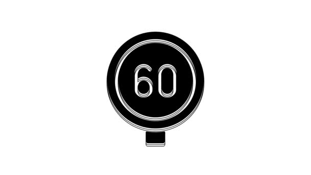 Black Speed Limit Traffic Sign Icon Isolated White Background Video — Vídeo de Stock