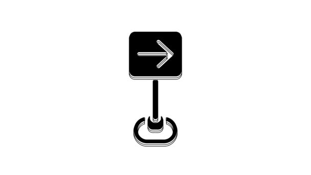 Black Traffic Sign Turn Right Warning Attention Icon Isolated White — Wideo stockowe