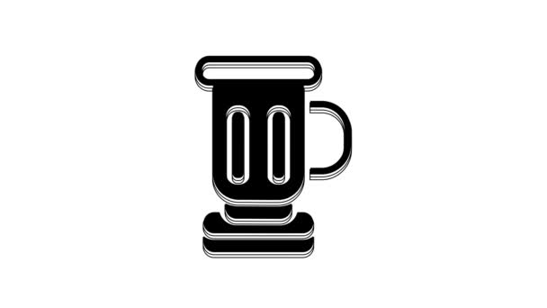 Black Medieval Goblet Icon Isolated White Background Video Motion Graphic — Stok Video