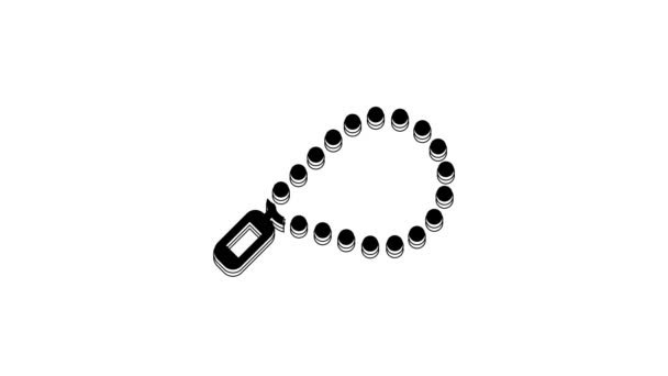 Black Rosary Beads Religion Icon Isolated White Background Video Motion — Vídeo de Stock
