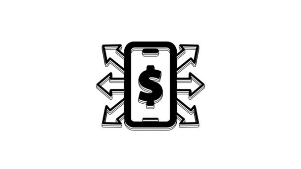 Smartphone Nero Con Icona Simbolo Dollaro Isolato Sfondo Bianco Concetto — Video Stock