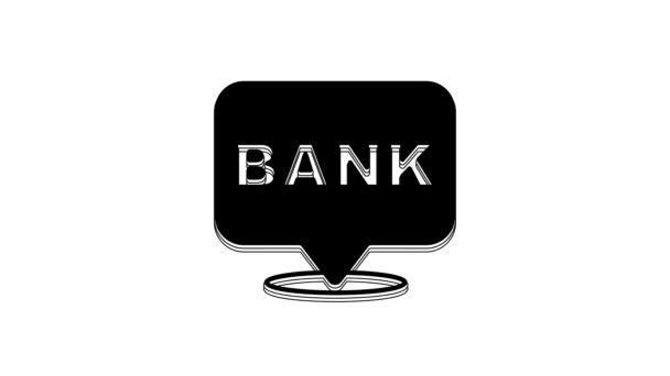 Black Bank Gebäude Symbol Isoliert Auf Weißem Hintergrund Video Motion — Stockvideo