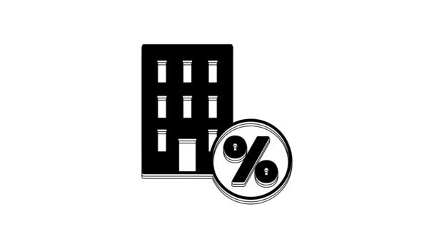 Black House Percant Discount Tag Icon Isolated White Background Real — Stockvideo