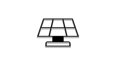 Siyah Güneş enerjisi simgesi beyaz arkaplanda izole edildi. 4K Video hareketli grafik canlandırması.