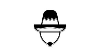 Black Traditional mexican sombrero hat icon isolated on white background. 4K Video motion graphic animation.