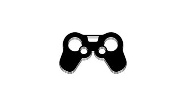 Siyah Oyun Alanı simgesi beyaz arkaplanda izole edildi. Oyun kontrolörü. 4K Video hareketli grafik canlandırması.