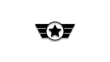 Black Star American military icon isolated on white background. Military badges. Army patches. 4K Video motion graphic animation.