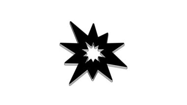 Black Bomb explosion with shrapnel and fireball icon isolated on white background. 4K Video motion graphic animation.