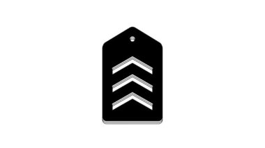 Beyaz arkaplanda siyah sembol izole edildi. Askeri rozet işareti. 4K Video hareketli grafik canlandırması.