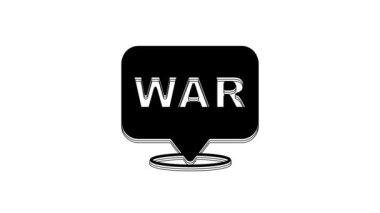 Black The word war icon isolated on white background. International military conflict. Army. Armament. Nuclear weapon. Template for text. 4K Video motion graphic animation.