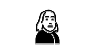 Black Benjamin Franklin icon isolated on white background. 4K Video motion graphic animation.