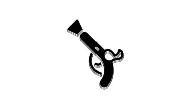 Black Vintage pistols icon isolated on white background. Ancient weapon. 4K Video motion graphic animation.