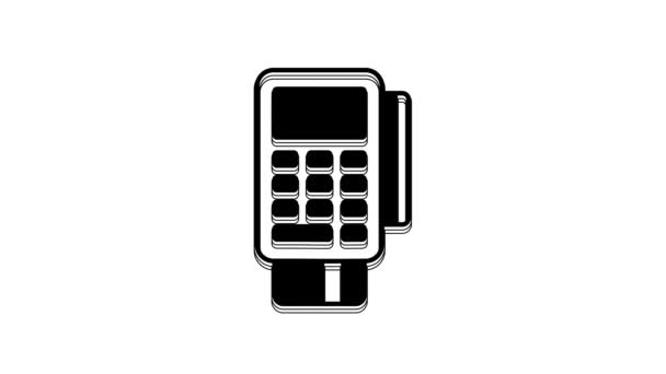 Beyaz Arkaplanda Siyah Pos Terminali Eklenmiş Kredi Kartı Yazdırılmış Alıcı — Stok video