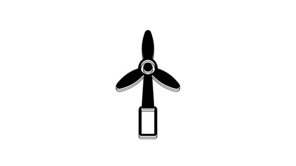 Schwarzes Windrad Symbol Isoliert Auf Weißem Hintergrund Windgenerator Schild Windmühle — Stockvideo