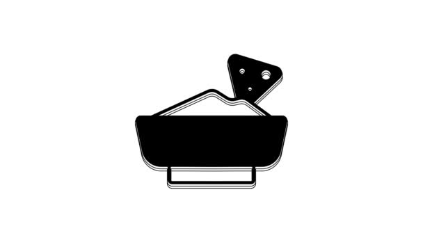 Black Nachos Bowl Icon Isolated White Background Tortilla Chips Nachos — Stock Video