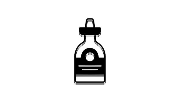 Icono Negro Botella Tequila Aislado Sobre Fondo Blanco Bebida Alcohol — Vídeos de Stock