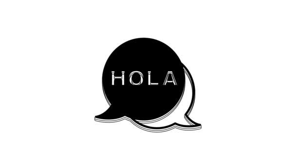 Icône Hola Noire Isolée Sur Fond Blanc Animation Graphique Mouvement — Video