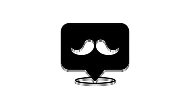Ікона Чорних Вусів Ізольована Білому Тлі Символ Перукарні Стиль Волосся — стокове відео