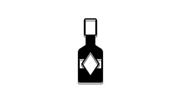 Black Tabasco Sauce Icon Isolated White Background Chili Cayenne Spicy — Stock video