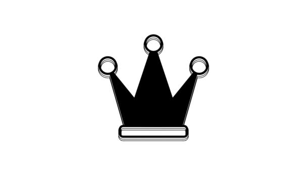 Siyah Crown Simgesi Beyaz Arkaplanda Izole Edildi Video Hareketli Grafik — Stok video