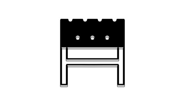 Black Bbq Brazier Icon Isolated White Background Video Motion Graphic — Vídeos de Stock