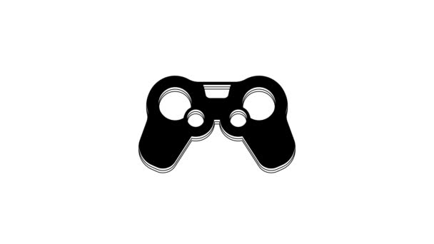 Icono Gamepad Negro Aislado Sobre Fondo Blanco Controlador Juego Animación — Vídeos de Stock