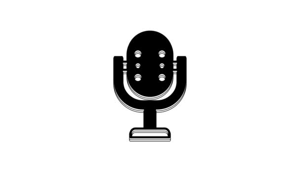 Черный Микрофон Значок Изолирован Белом Фоне Радиомикрофоне Знак Оратора Видеографическая — стоковое видео