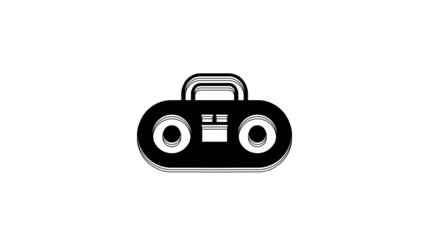 Black Home Stereo Dvěma Reproduktory Ikona Izolované Bílém Pozadí Hudební — Stock video