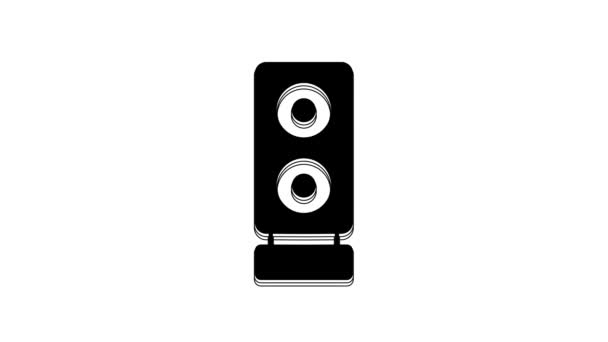 Μαύρο Stereo Εικονίδιο Ηχείου Απομονωμένο Λευκό Φόντο Ηχεία Ηχοσυστήματος Εικονίδιο — Αρχείο Βίντεο