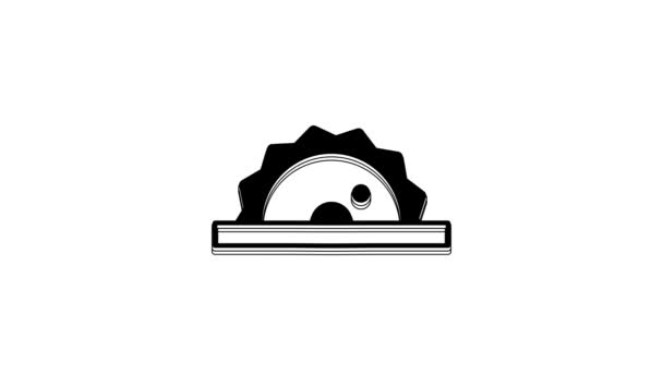 Black Electric Circular Saw Steel Toothed Disc Icon Isolated White — Stock Video