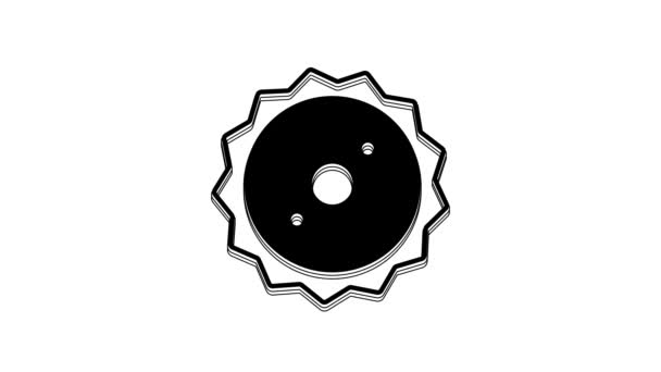 Black Circular Saw Blade Icon Isolated White Background Saw Wheel — стоковое видео