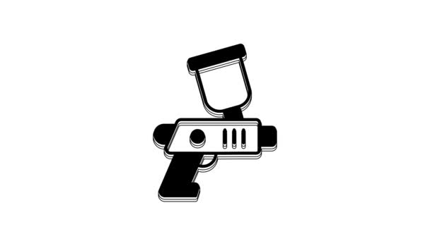 Svart Färg Spruta Pistol Ikon Isolerad Vit Bakgrund Video Motion — Stockvideo
