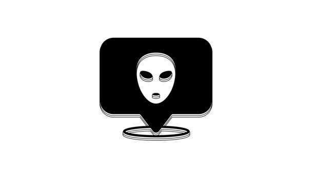 Ícone Alienígena Preto Isolado Fundo Branco Extraterrestre Rosto Cabeça Símbolo — Vídeo de Stock