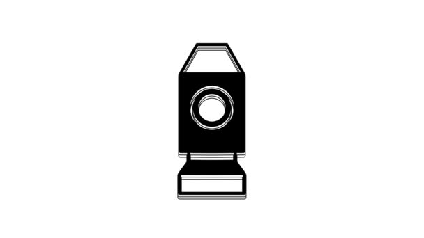 Fekete Rakéta Ikon Elszigetelt Fehér Háttérrel Űrutazás Videó Mozgás Grafikus — Stock videók