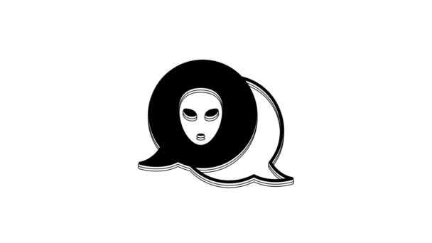 Ícone Alienígena Preto Isolado Fundo Branco Extraterrestre Rosto Cabeça Símbolo — Vídeo de Stock