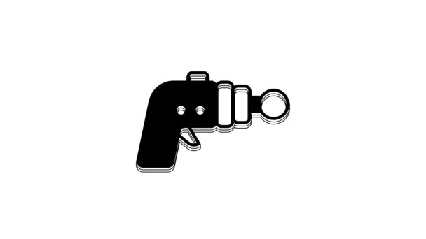 Icona Pistola Black Ray Isolata Sfondo Bianco Arma Laser Esplosore — Video Stock