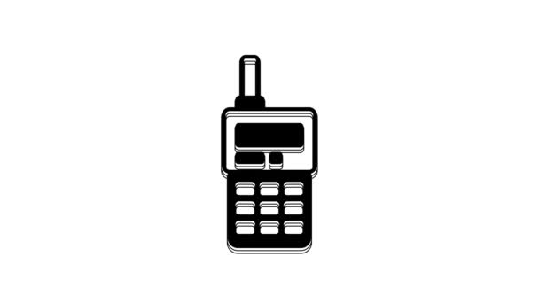 Schwarzes Walkie Talkie Symbol Isoliert Auf Weißem Hintergrund Tragbares Funksender — Stockvideo
