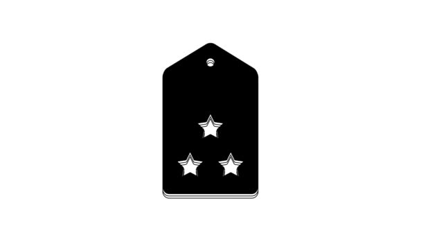 Czarna Ikona Rangi Wojskowej Izolowana Białym Tle Znak Wojskowej Odznaki — Wideo stockowe
