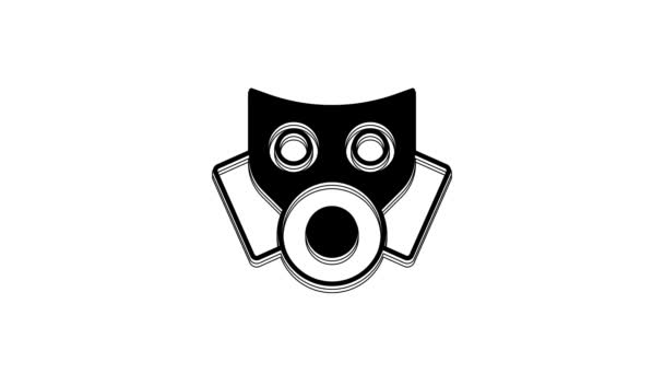 黑色防毒面具图标隔离在白色背景上 呼吸机的信号 4K视频运动图形动画 — 图库视频影像