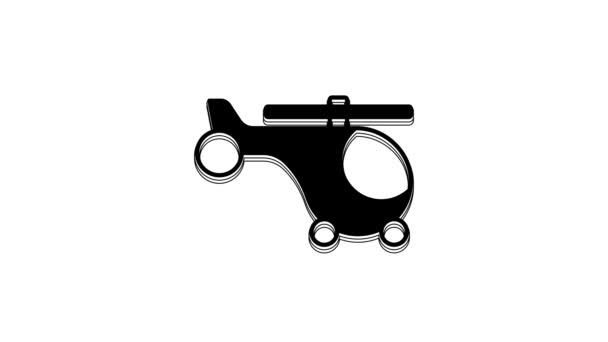 Ікона Літака Black Helicopter Ізольована Білому Тлі Відеографічна Анімація — стокове відео