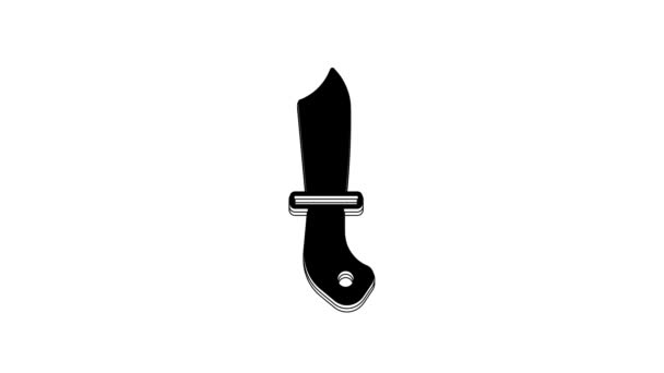 Black Military Knife Icon Isolated White Background Video Motion Graphic — Stock Video