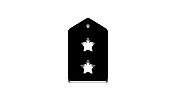 Icono Rango Militar Negro Aislado Sobre Fondo Blanco Signo Placa — Vídeo de stock