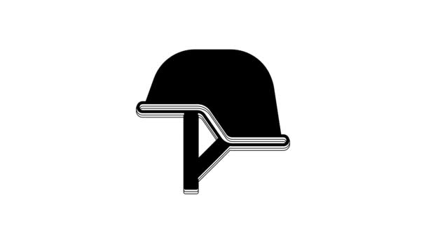 Ícone Capacete Militar Preto Isolado Fundo Branco Chapéu Exército Símbolo — Vídeo de Stock