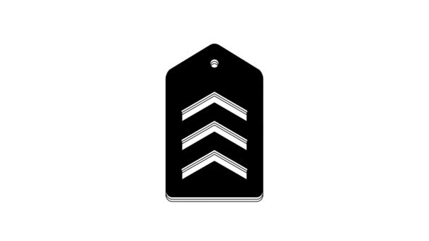 Zwart Chevron Icoon Geïsoleerd Witte Achtergrond Militaire Badge Teken Video — Stockvideo