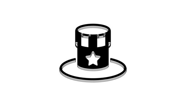 Black Patriotic American Top Hat Icon Isolated White Background Uncle — Stock Video