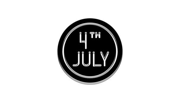 黑色日历 日期7月4日图标孤立在白色背景 美国独立日 7月4日4K视频运动图形动画 — 图库视频影像